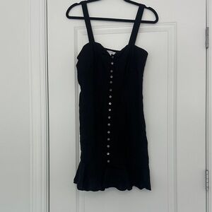 Olivaceous Black Mini Dress with Button Detail